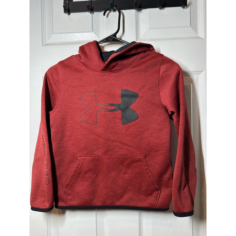 Under Armour Burgandy Wine Boys Hooded Pullover Sweatshirt Hoodie Small